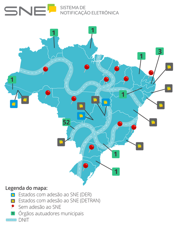 Infográfico sobre adesões ao SNE pelo país